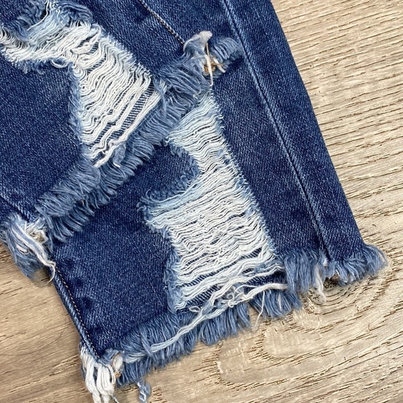 VERVET BLUE BOYFRIEND FIT ANKLE JEANS DISTRESSED RAW HEM SZ 24 - Picture 6 of 14